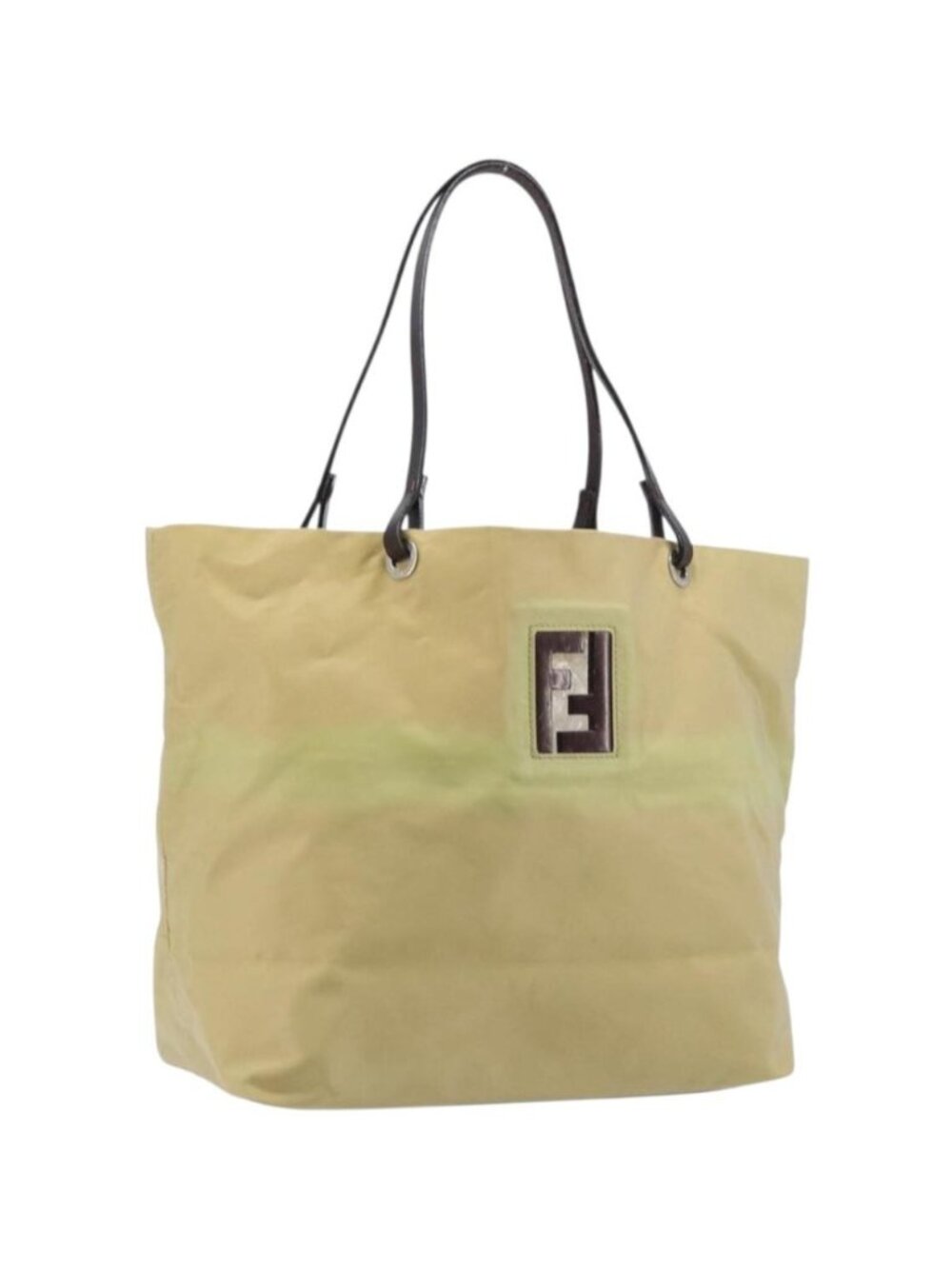 FENDI Tote Bag Nylon Beige Silver